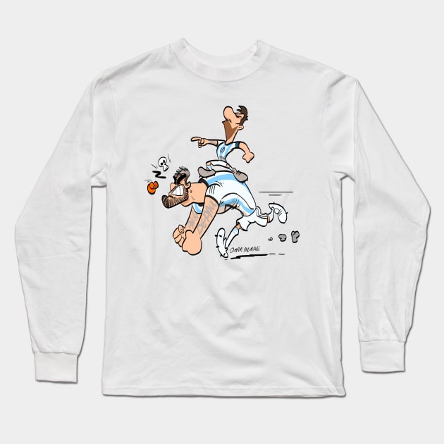 Messi and De Paul Long Sleeve T-Shirt by Omar Momani